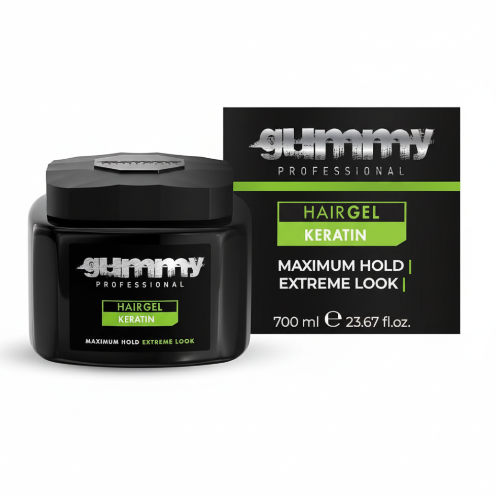 Gummy Professional keratin hair gel maximum hold 700ml extreme shine styling gel for strong control and long lasting hairstyles