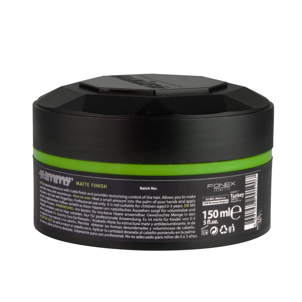 Gummy Professional matte styling wax 150ml strong hold natural finish hair wax for textured modern hairstyles and frizz control