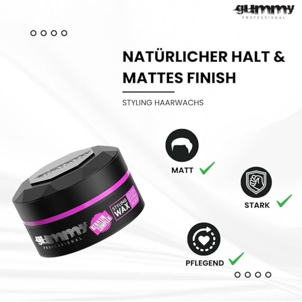 Gummy Professional styling wax gloss extra hold 150ml shine strong hold hair wax for defined shiny and structured hairstyles