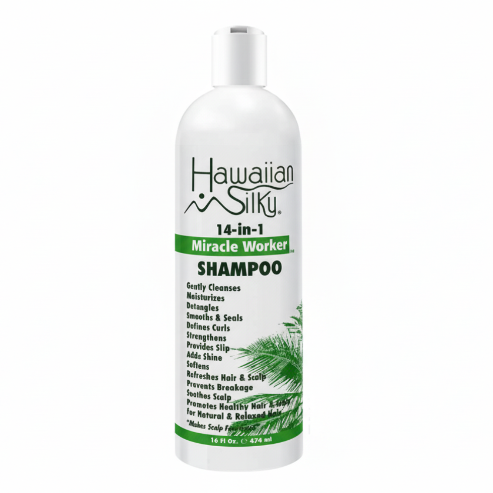 Hawaiian silky 14 in 1 miracle worker shampoo 16oz for hydrated smooth frizz free strong shiny healthy hair