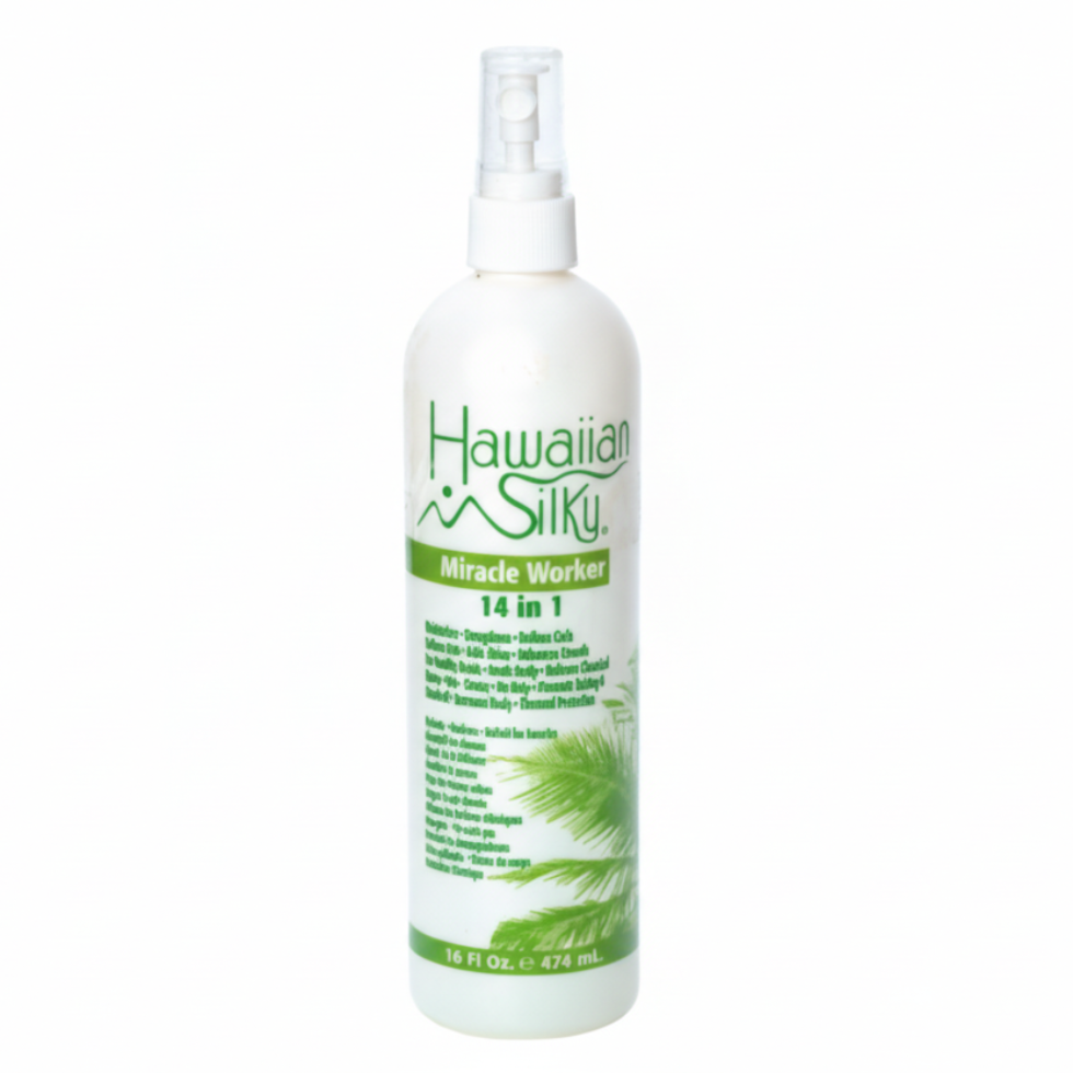 Hawaiian silky miracle worker 14 in 1 leave in spray 16oz for hydrated smooth frizz free shiny protected hair