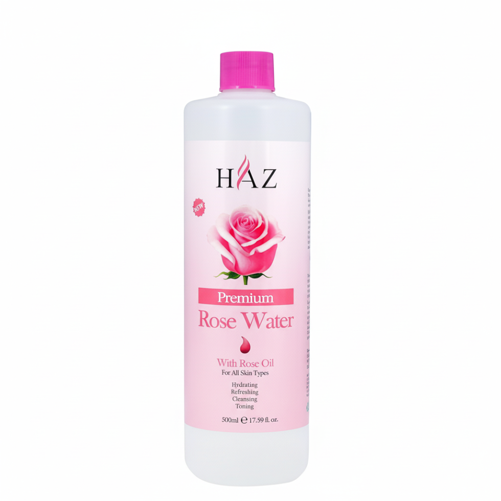haz premium rose water with rose oil 500ml hydrating natural facial toner soothing skin refresh glow enhancing face mist