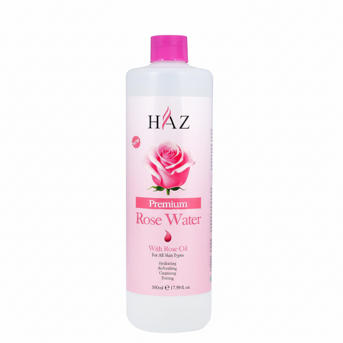 Haz Premium Rose Water with Rose Oil 500ml | Hydrating Natural Facial Toner