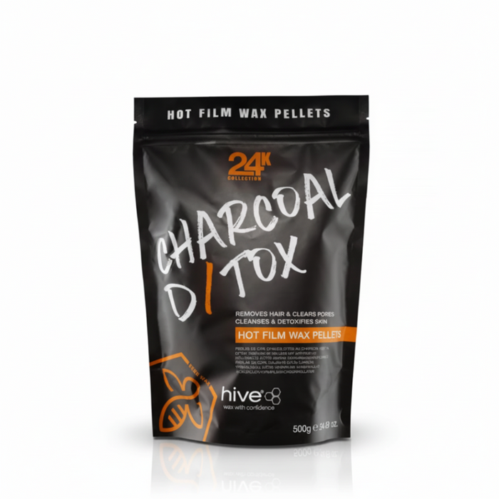 Hive 24K Charcoal D/Tox Hot Film Wax Pellets 500g | Strip-Free Detox Wax