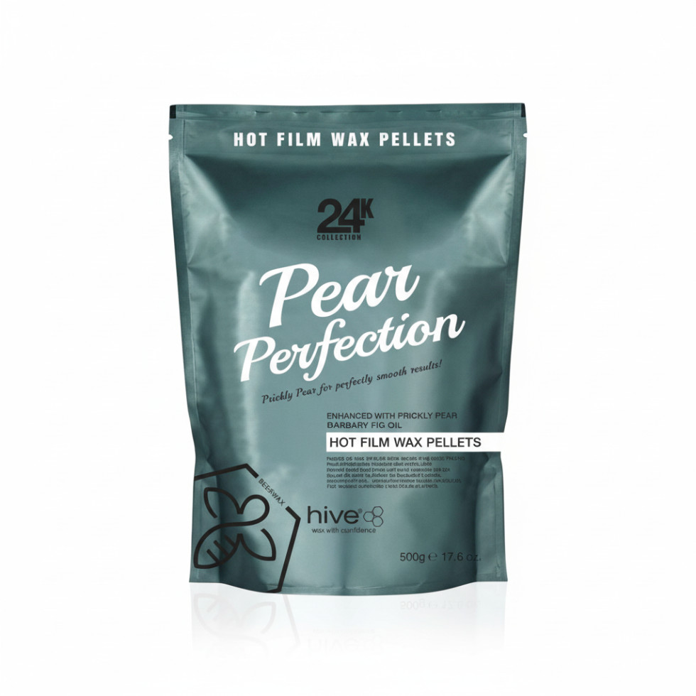 Hive 24k pear perfection hot film wax pellets 500g strip free professional hair removal wax