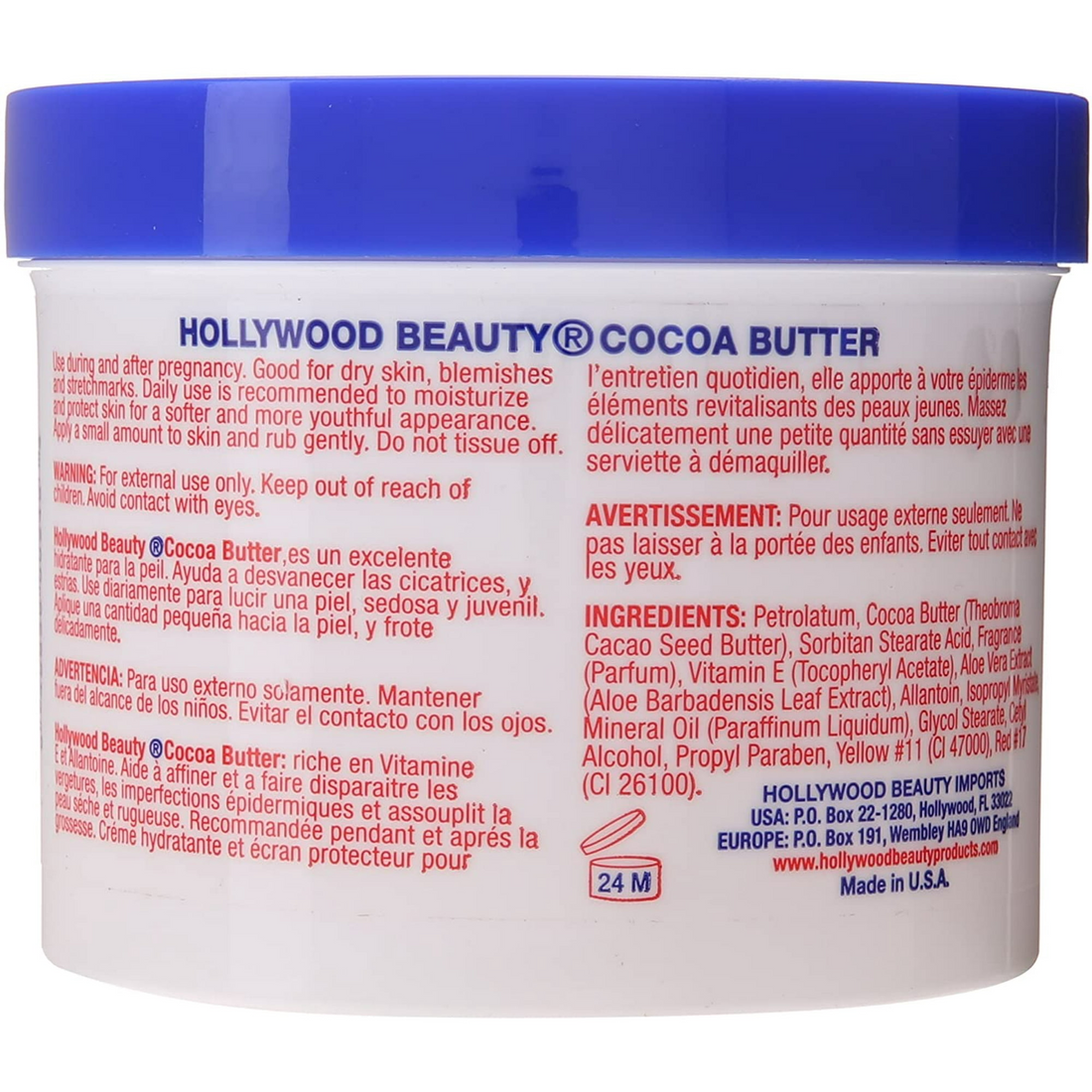 Hollywood Beauty cocoa butter skin cream with vitamin E for deep moisturizing soft smooth skin'