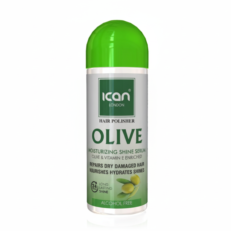 ican london olive hair polisher serum hydrates repairs adds shine smooth frizz control hair