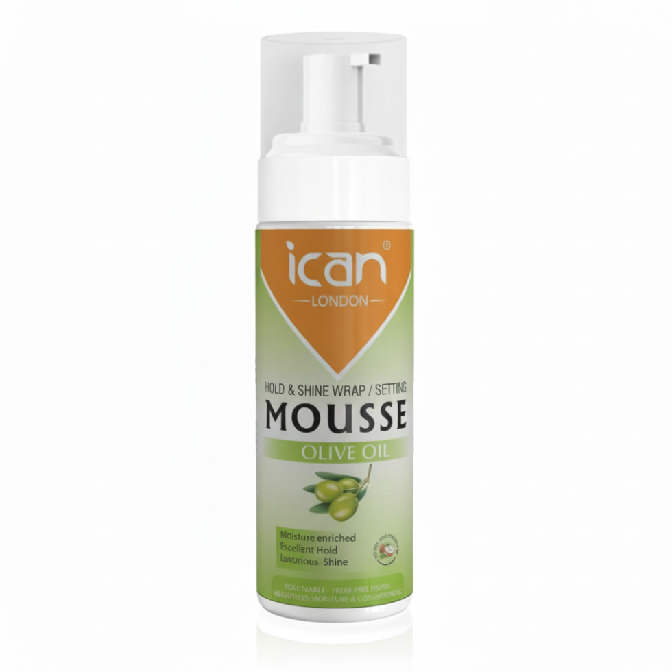 ican london olive oil wrap set mousse defines curls adds shine long lasting hold frizz control