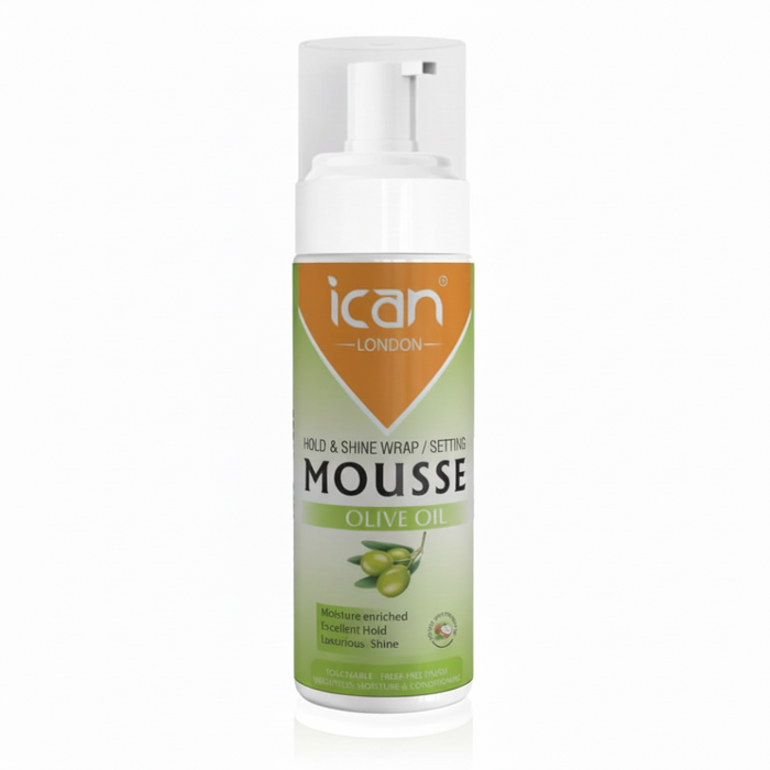 ican london olive oil wrap set mousse defines curls adds shine long lasting hold frizz control