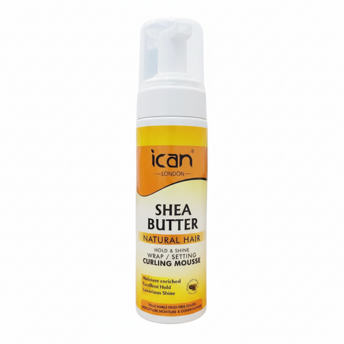 ican london shea butter curling mousse defines curls soft hold shine frizz control smooth hair