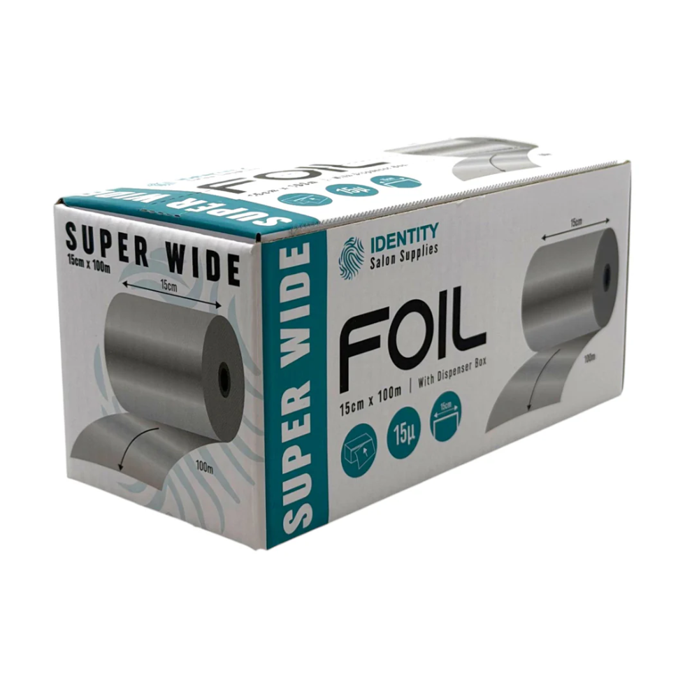 Identity salon supplies super wide highlighting foil 15cm x 100m professional hair colouring foil for highlighting bleaching and salon treatment applications