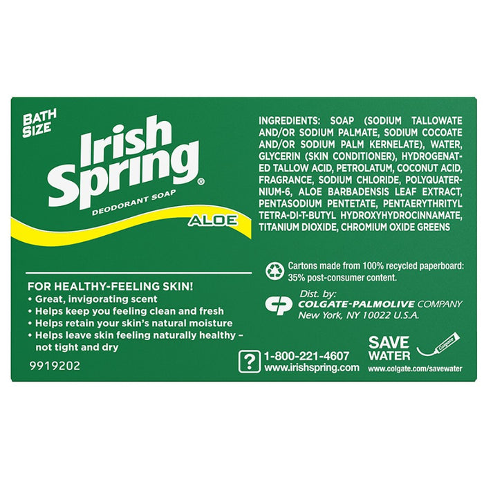 Irish Spring Aloe Deodorant Soap 3.75oz | Fresh Clean & Odor Control Bar