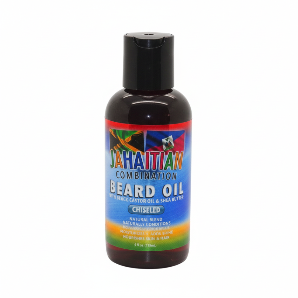 Jahaitian chiseled beard oil 118ml black castor shea citrus scent beard care grooming oil