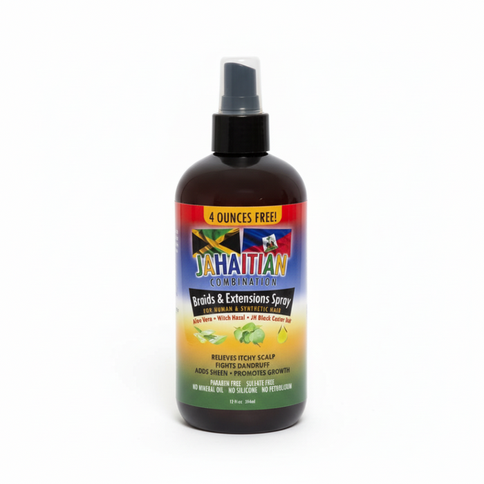 Jahaitian Combination Braids & Extension Spray 354ml | Itch Relief & Shine for Human & Synthetic Hair
