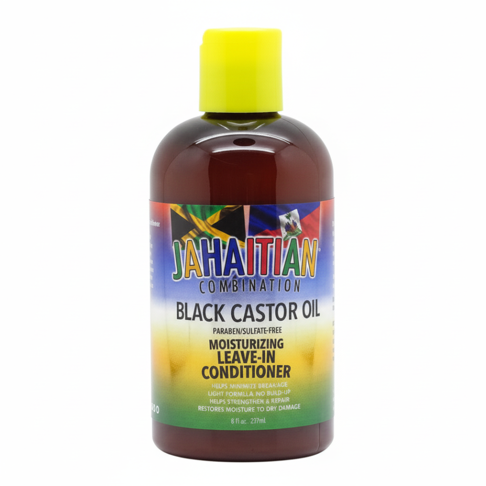 Jahaitian black castor oil leave in conditioner 237ml moisturizing hair repair detangling frizz control