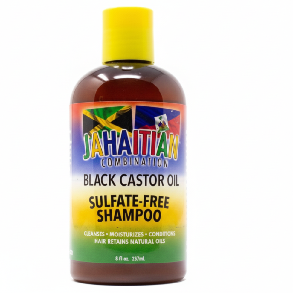 Jahaitian black castor oil sulfate free shampoo 8oz hair strengthening gentle cleansing scalp care shampoo