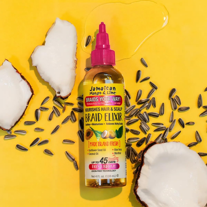 jamaican mango and lime braid elixir hydrating scalp oil for braids strength and shine