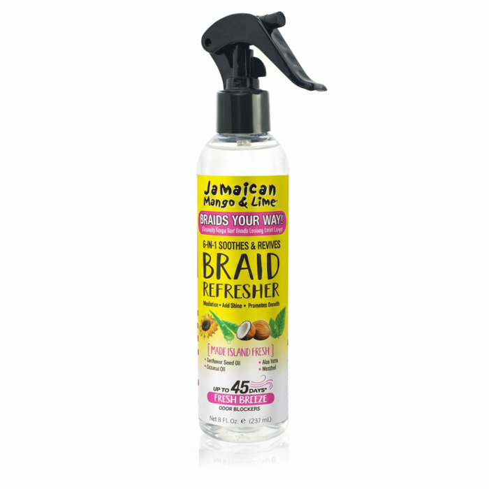 jamaican mango and lime 6 in 1 braid refresher spray soothes scalp and revives braids and twists