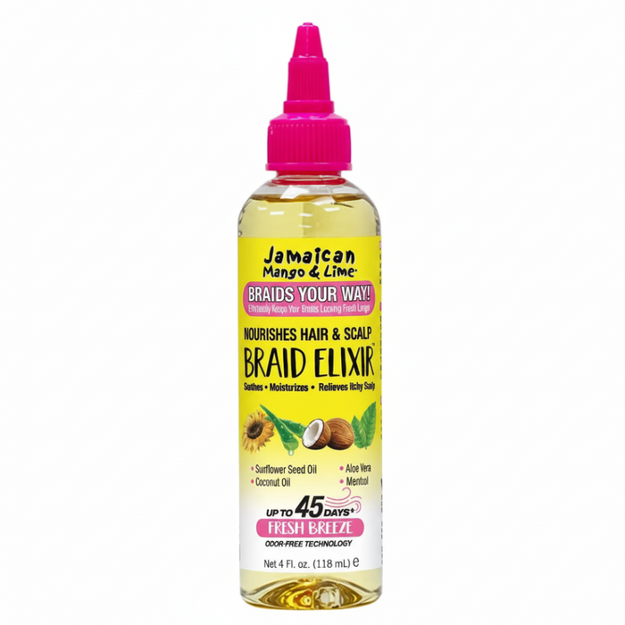 jamaican mango and lime braid elixir hydrating scalp oil for braids strength and shine