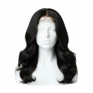 janet collection essentials molly 1b hd lace front wig natural off black everyday style soft synthetic wig product