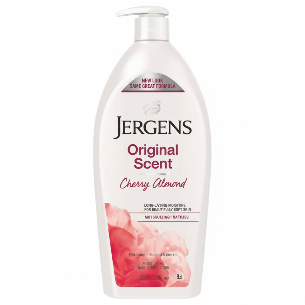 Jergens cherry almond lotion 946ml long lasting hydration soft smooth skin care body lotion