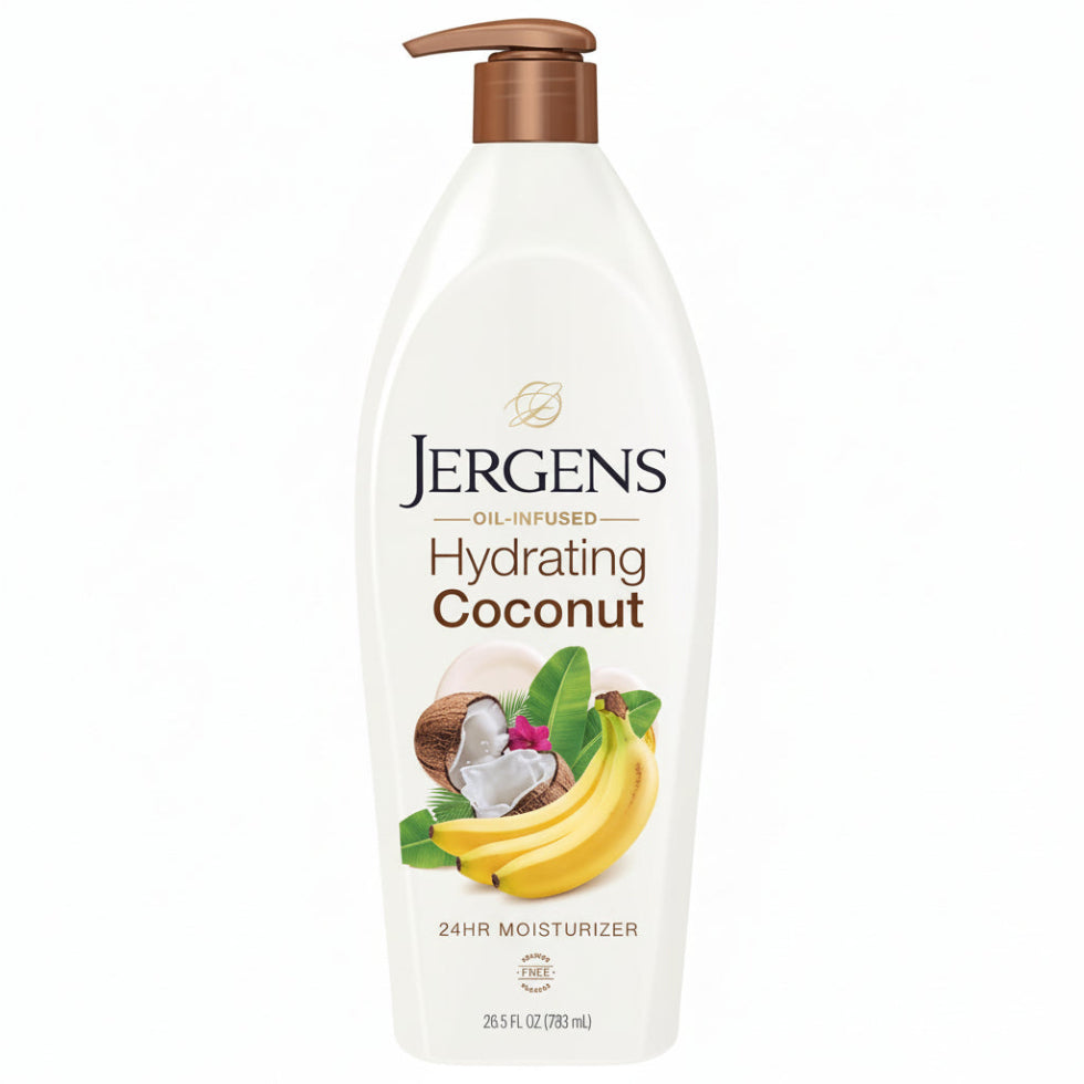 Jergens coconut oil infused lotion 783ml for deep moisture soft smooth glowing skin