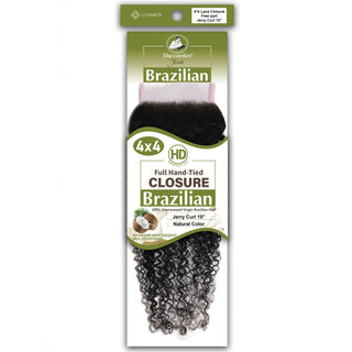 Dressmaker Youth Virgin Brazilian HD Free Part Closure 4x4 Jerry Curl Hair