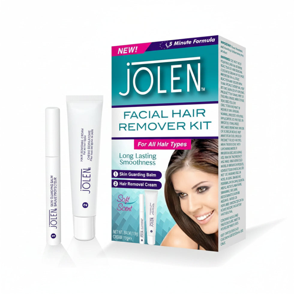 jolen facial hair remover kit 3 step system balm cream wipes smooth hair free facial skin quick gentle removal