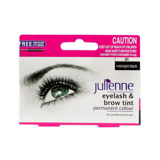 julienne eyelash and brow tint 01 midnight black long lasting lash and eyebrow tint kit deep black salon finish