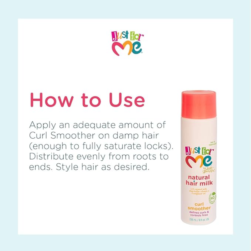 Just For Me hair milk curl smoother 236ml for frizz control curl definition and soft bouncy natural curls