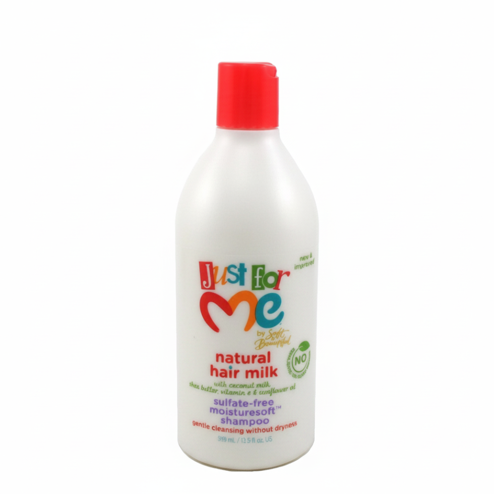 Just For Me natural hair milk sulfate free shampoo 399ml moisture cleanse for soft hydrated and manageable curls