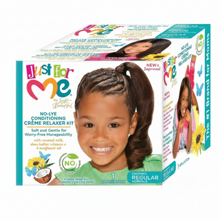 Just For Me no lye conditioning creme relaxer kit regular strength for kids smooth soft manageable hair