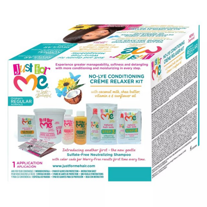 Just For Me No-Lye Relaxer Kit Regular Strength | Kids Conditioning Creme Relaxer