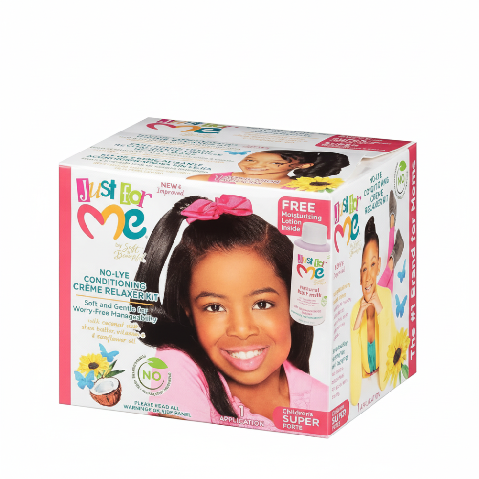 Just For Me no lye conditioning creme relaxer kit super strength for kids smooth soft manageable hair