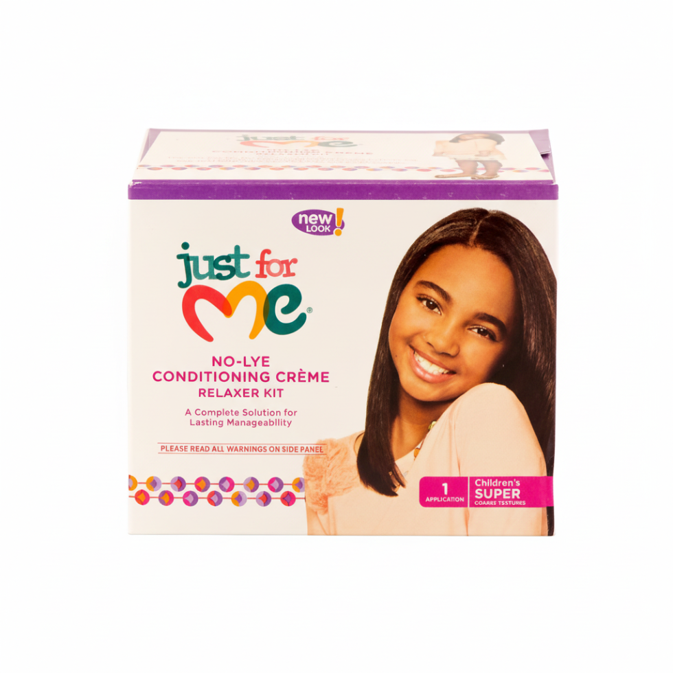 Just For Me super no lye conditioning creme relaxer kit kids hair relaxer for smoother manageable and soft hair care