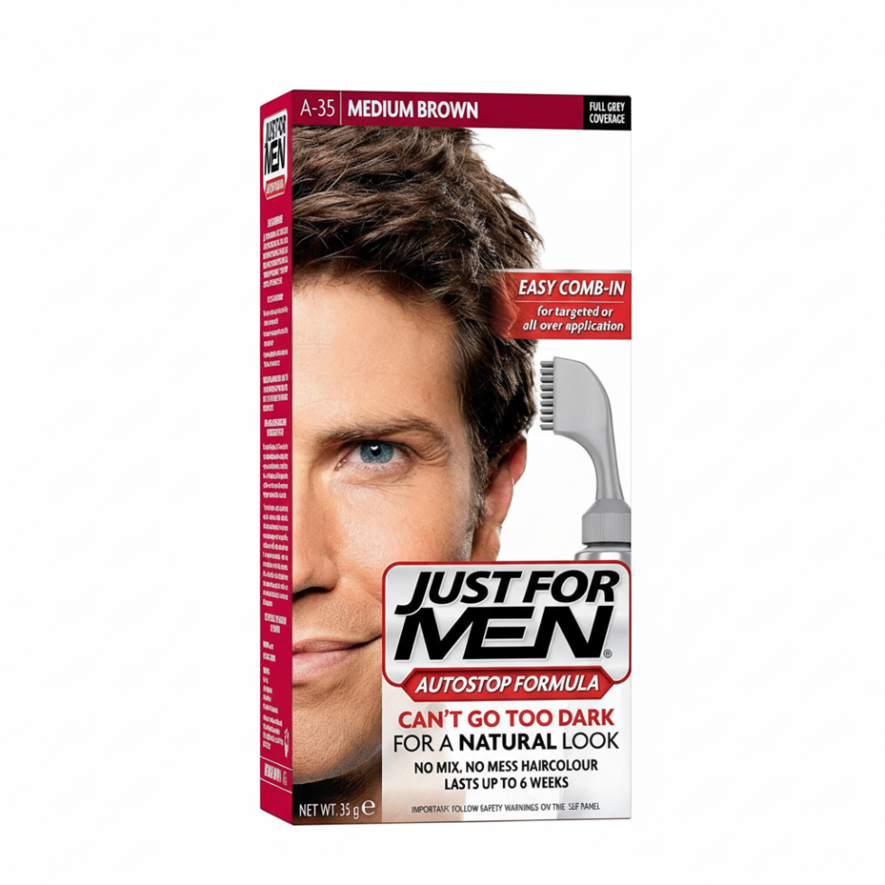 just for men autostop hair color a35 medium brown automatic gray coverage hair dye