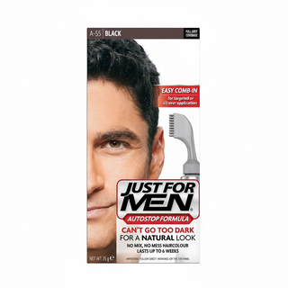 just for men autostop hair color a55 black automatic gray coverage hair dye for men