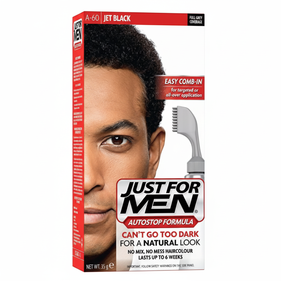 just for men autostop hair color a60 jet black automatic gray coverage hair dye