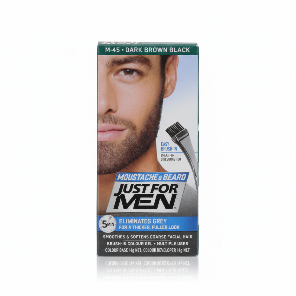 just for men beard color m45 dark brown black 5 minute gray coverage for mustache and beard