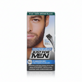 just for men beard color m45 dark brown black 5 minute gray coverage for mustache and beard