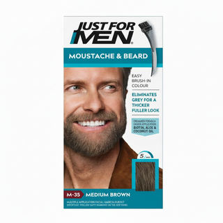 just for men beard color medium brown m35 gray coverage dye for mustache and beard