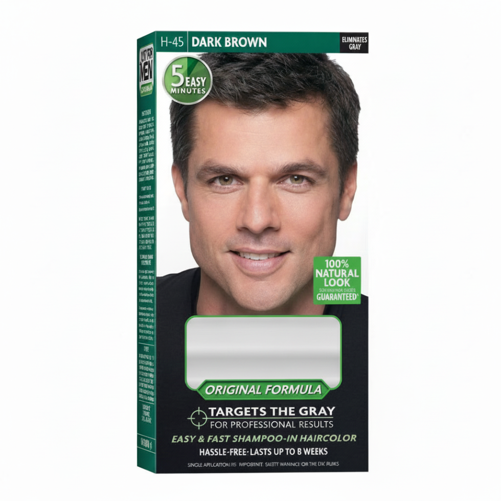 just for men hair color h45 dark brown 5 minute gray coverage natural look for men