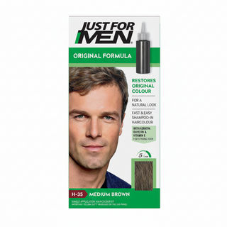just for men medium brown h35 hair color 5 minute gray coverage natural look