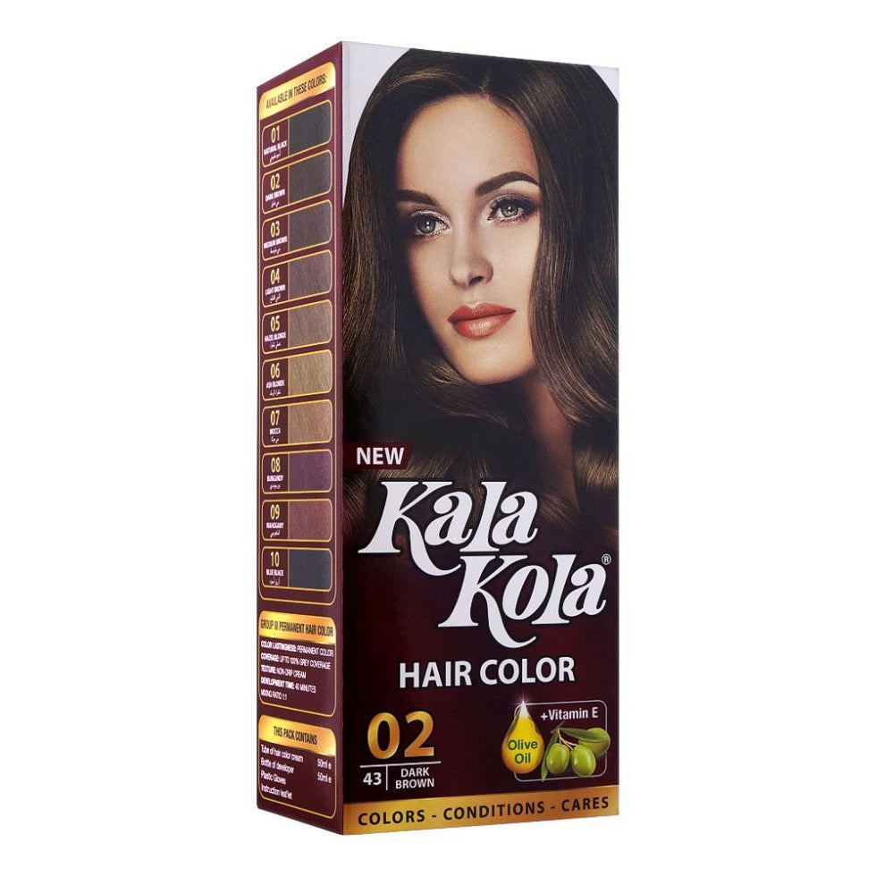 Kala Kola hair color 43 dark brown for grey coverage and smooth shiny healthy hair