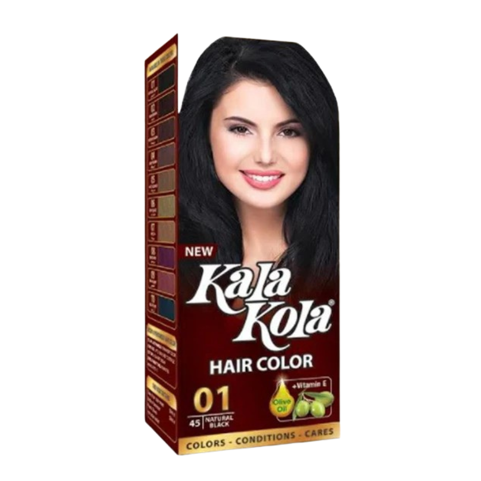 Kala Kola hair color 45 natural black for grey coverage and smooth shiny healthy hair