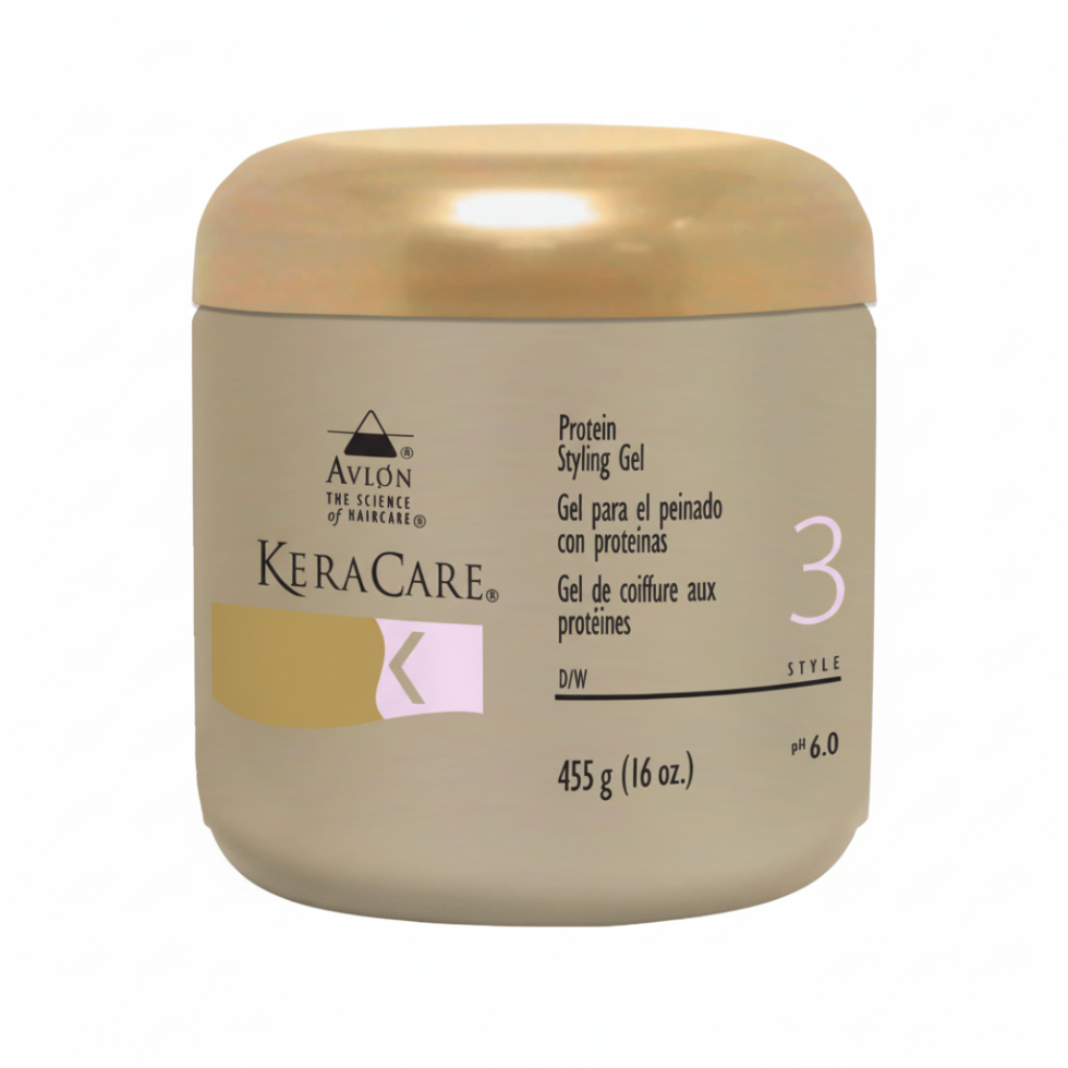 keracare protein styling gel strong hold frizz free shiny defined hairstyle no flakes