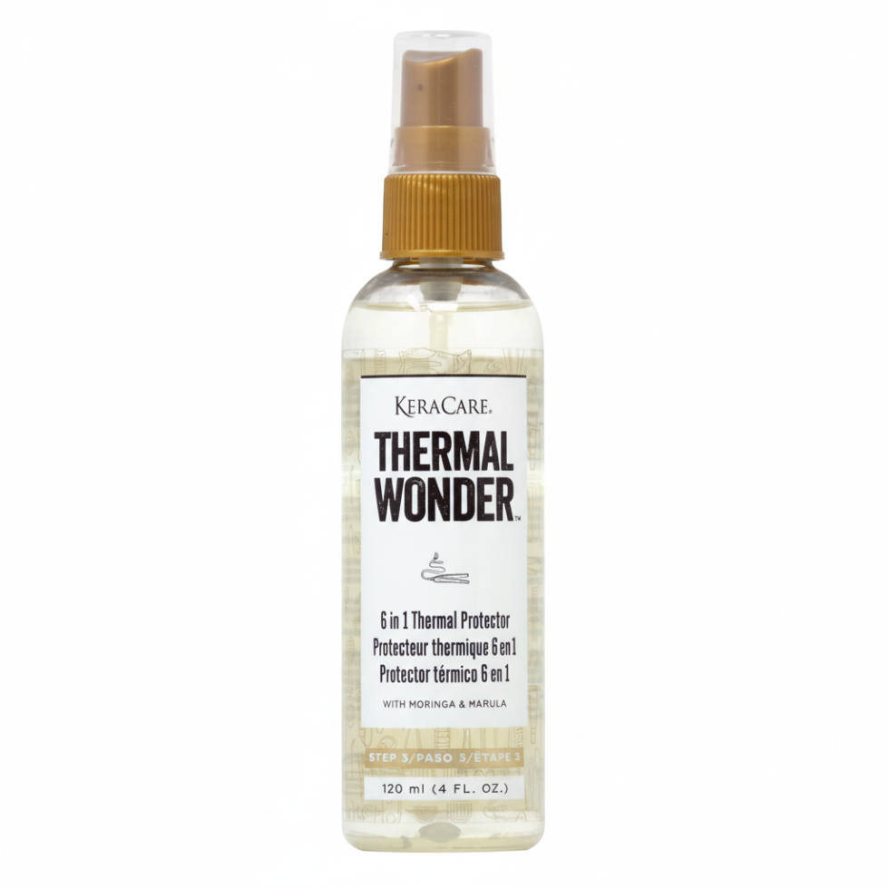 keracare thermal wonder 6 in 1 protector shields hair from heat adds shine and smooth finish