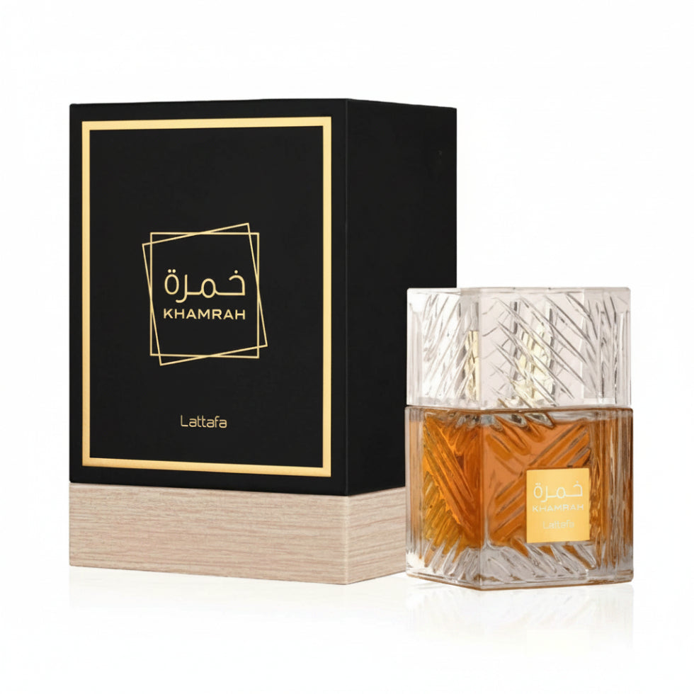 Khamrah Eau De Parfum 100ml by Lattafa warm spicy gourmand vanilla dates long-lasting unisex fragrance
