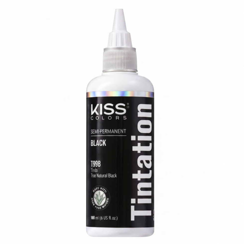 kiss colors tintation t998 black semi permanent hair color 148ml deep black shine ammonia free conditioning hair dye bottle product