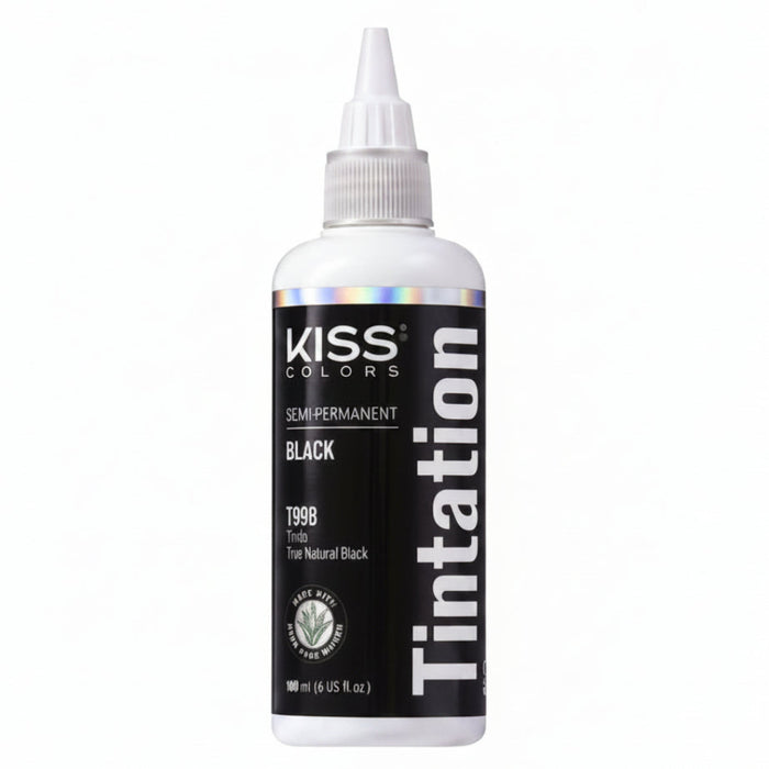 kiss colors tintation t998 black semi permanent hair color 148ml deep black shine ammonia free conditioning hair dye bottle product